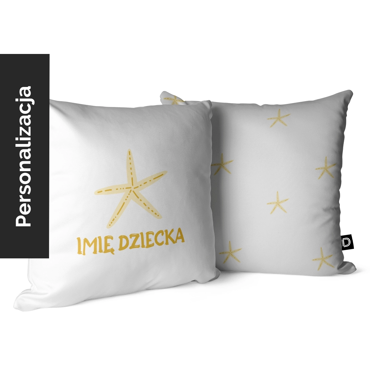Poduszka dla dzieci OCEAN DREAM wzór D195 z imieniem | delikatne rozgwiazdy