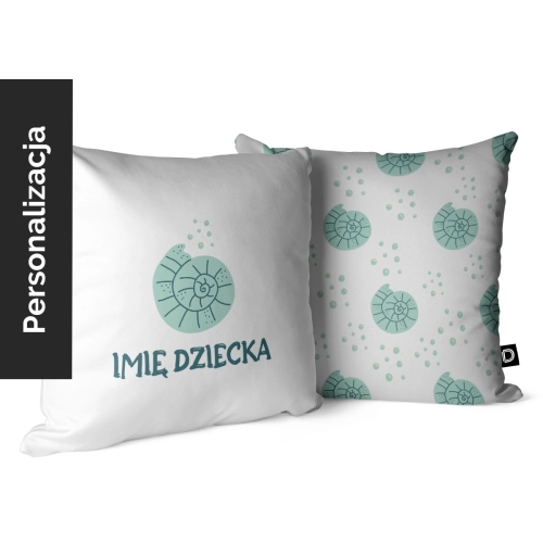 Poduszka dla dzieci OCEAN DREAM wzór D199 z imieniem | błękitne muszelki