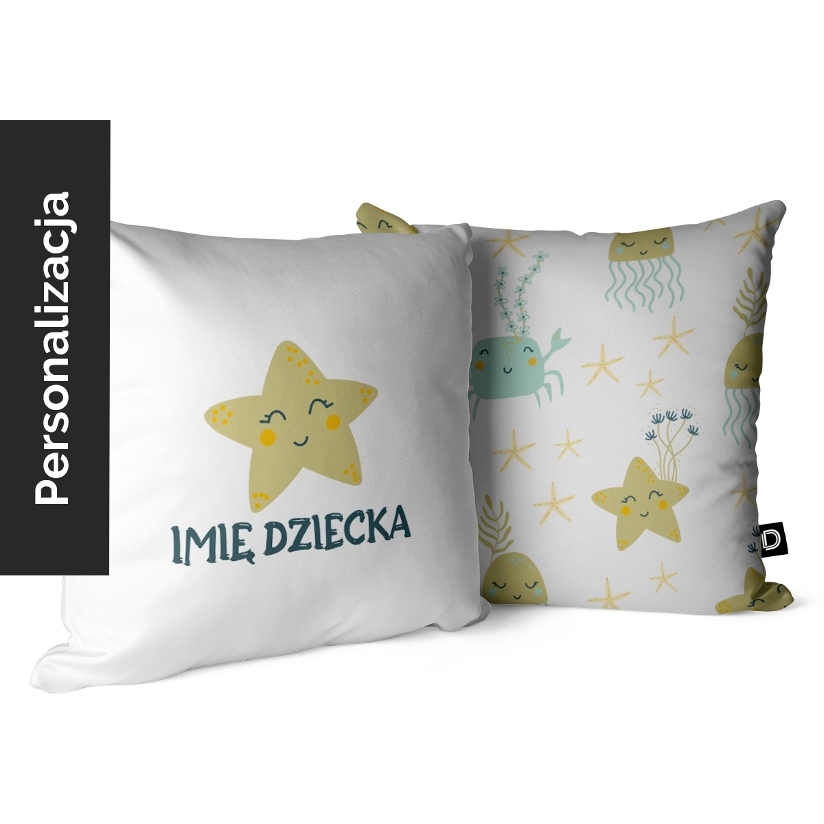 Poduszka dla dzieci OCEAN DREAM wzór D202 z imieniem | rozgwiazdy