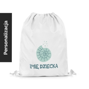 Plecak Worek dla dzieci OCEAN DREAM wzór D199 z imieniem | błękitne muszelki 