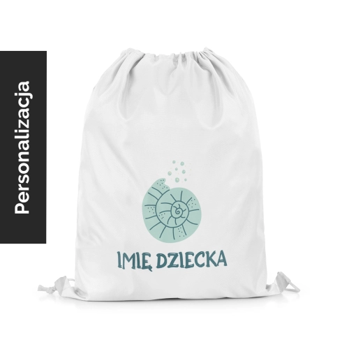 Plecak Worek dla dzieci OCEAN DREAM wzór D199 z imieniem | błękitne muszelki 