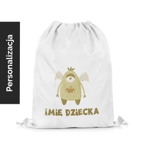 Plecak Worek dla dzieci MONSTER PARTY wzór D190 z imieniem | zielony potworek 
