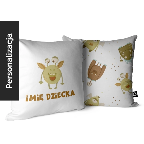 Poduszka dla dzieci MONSTER PARTY wzór D190 z imieniem | wesoły potworek