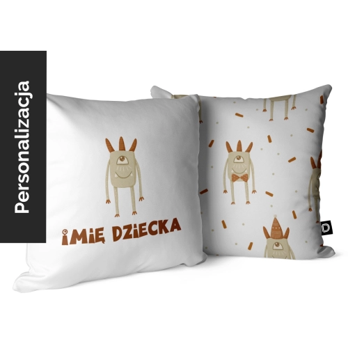 Poduszka dla dzieci MONSTER PARTY wzór D191 z imieniem | elegancki potworek