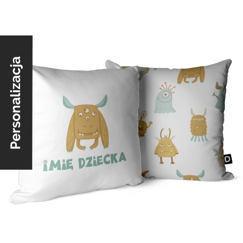 Poduszka dla dzieci MONSTER PARTY wzór D193 z imieniem | czterooki potwór