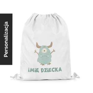 Plecak Worek dla dzieci MONSTER PARTY wzór D193 z imieniem | błękitny potworek