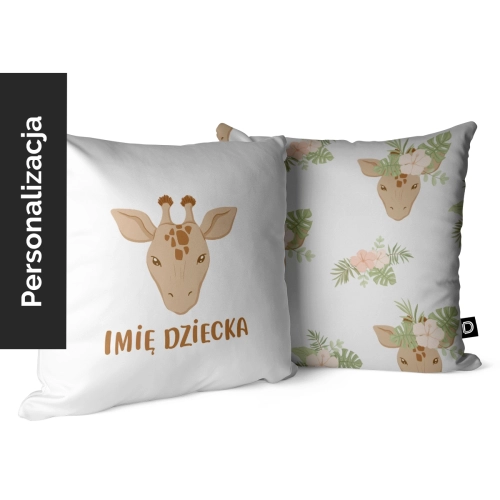 Poduszka dla dzieci WILD SAFARI wzór D207 z imieniem | słodka żyrafa