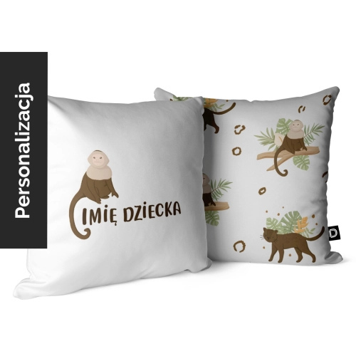 Poduszka dla dzieci WILD SAFARI wzór D209 z imieniem | małpka