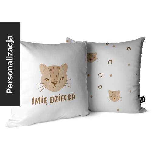 Poduszka dla dzieci WILD SAFARI wzór D215 z imieniem | głowa kota
