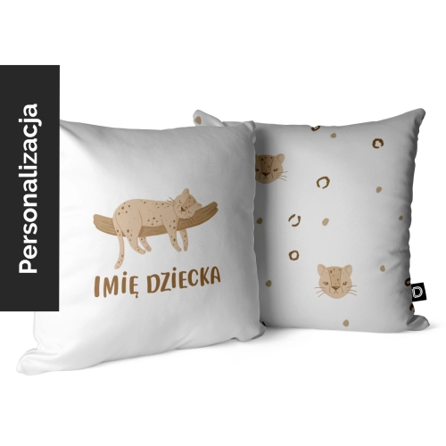 Poduszka dla dzieci WILD SAFARI wzór D215 z imieniem | dziki kot