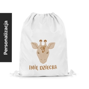 Plecak Worek dla dzieci WILD SAFARI wzór D207 z imieniem | słodka żyrafa