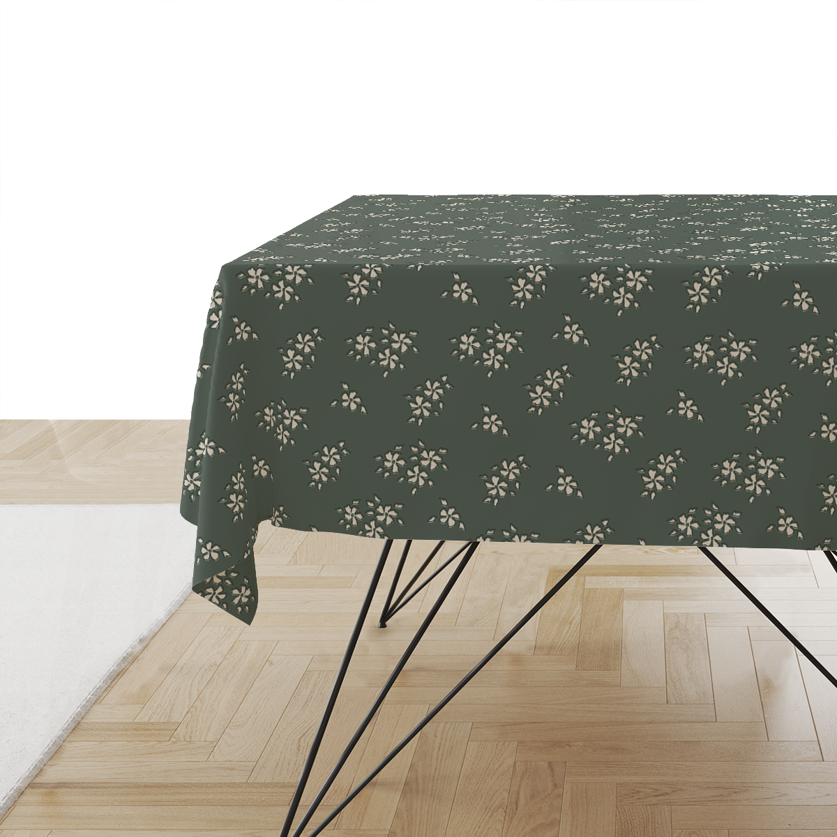 Obrus SUMMER wzór SM35 | drobne kwiatki na szarozielonym tle