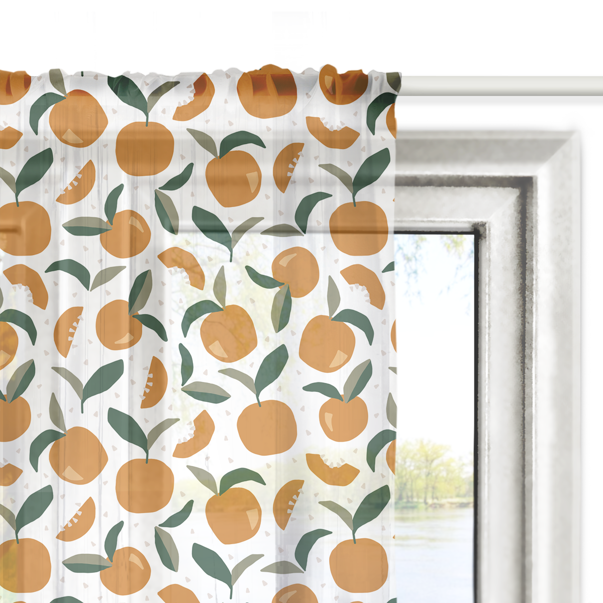 Firana SUMMER wzór SM27 | geometryczne pomarańcze
