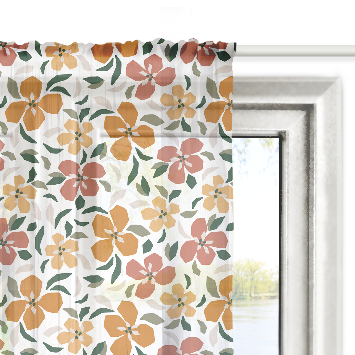 Firana SUMMER wzór SM30 | geometryczne kwiaty