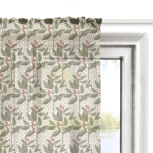 Firana FLORAL wzór F34 | gałązki żurawiny