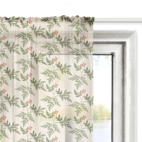 Firana FLORAL wzór F35 | delikatne czerwone kwiatki