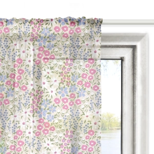 Firana FLORAL wzór F41 | rabata w odcieniach różu i fioletu