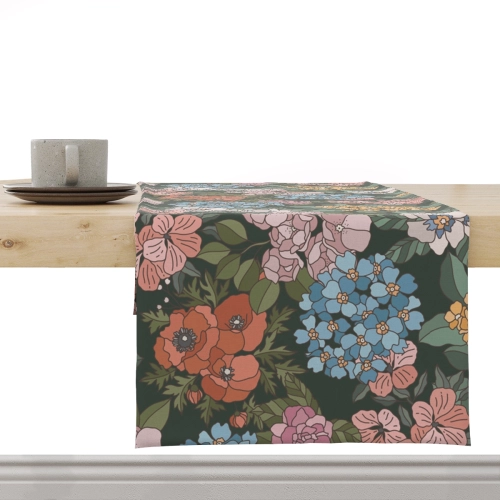 Bieżnik FLORAL wzór F40 | letnie kwiaty na ciemnym tle