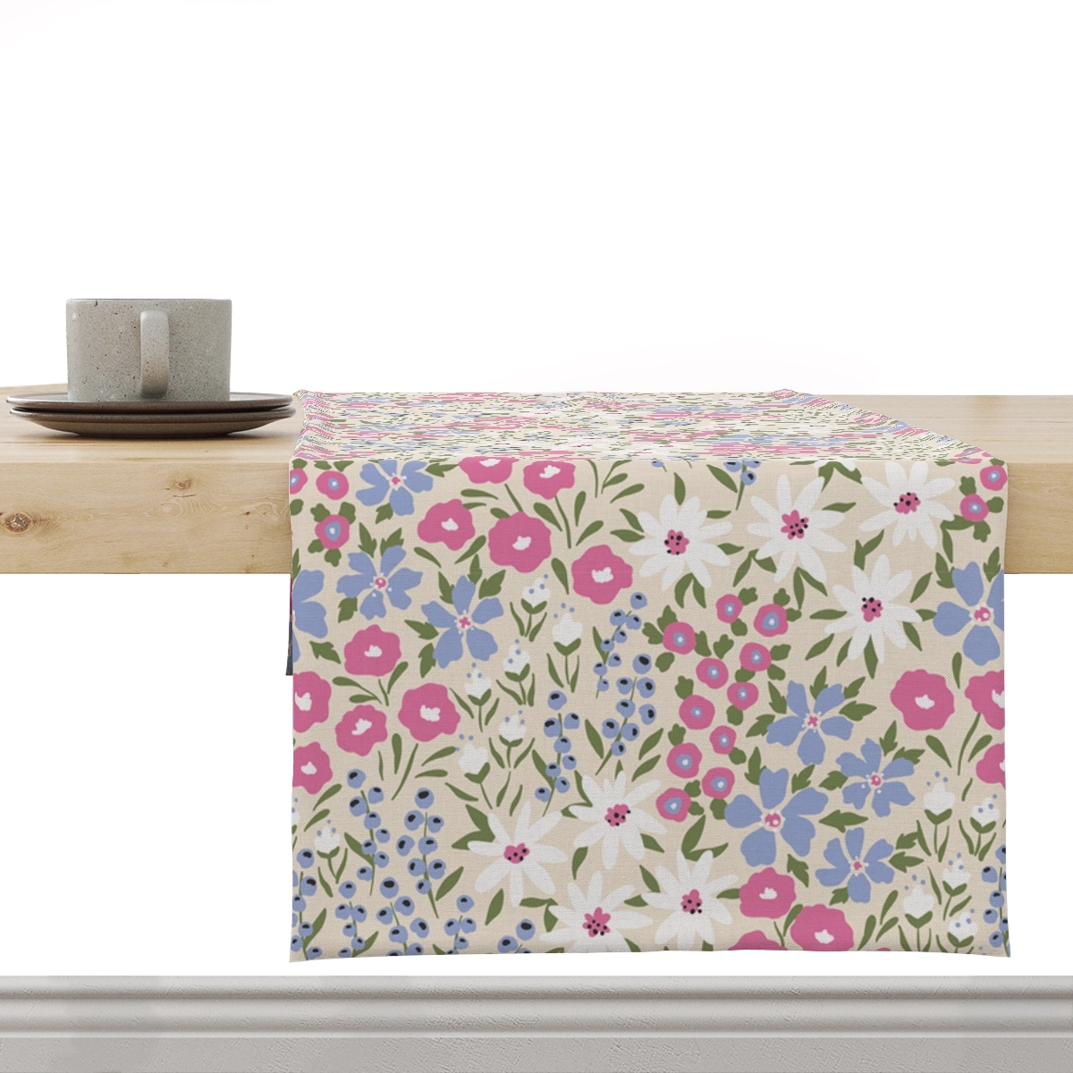 Bieżnik FLORAL wzór F41 | rabata w odcieniach różu i fioletu