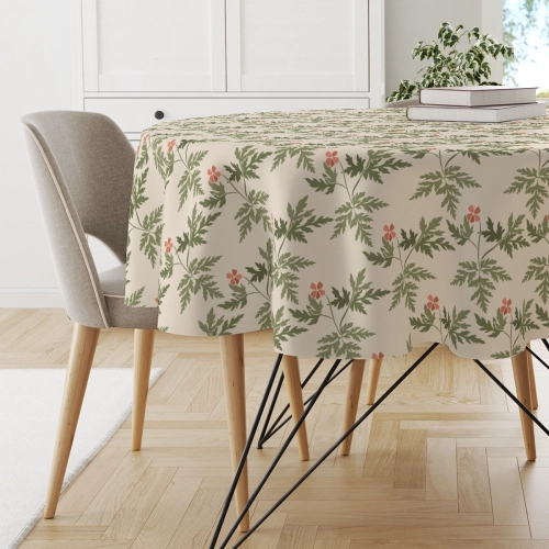 Obrus okrągły FLORAL wzór F35 | delikatne czerwone kwiatki