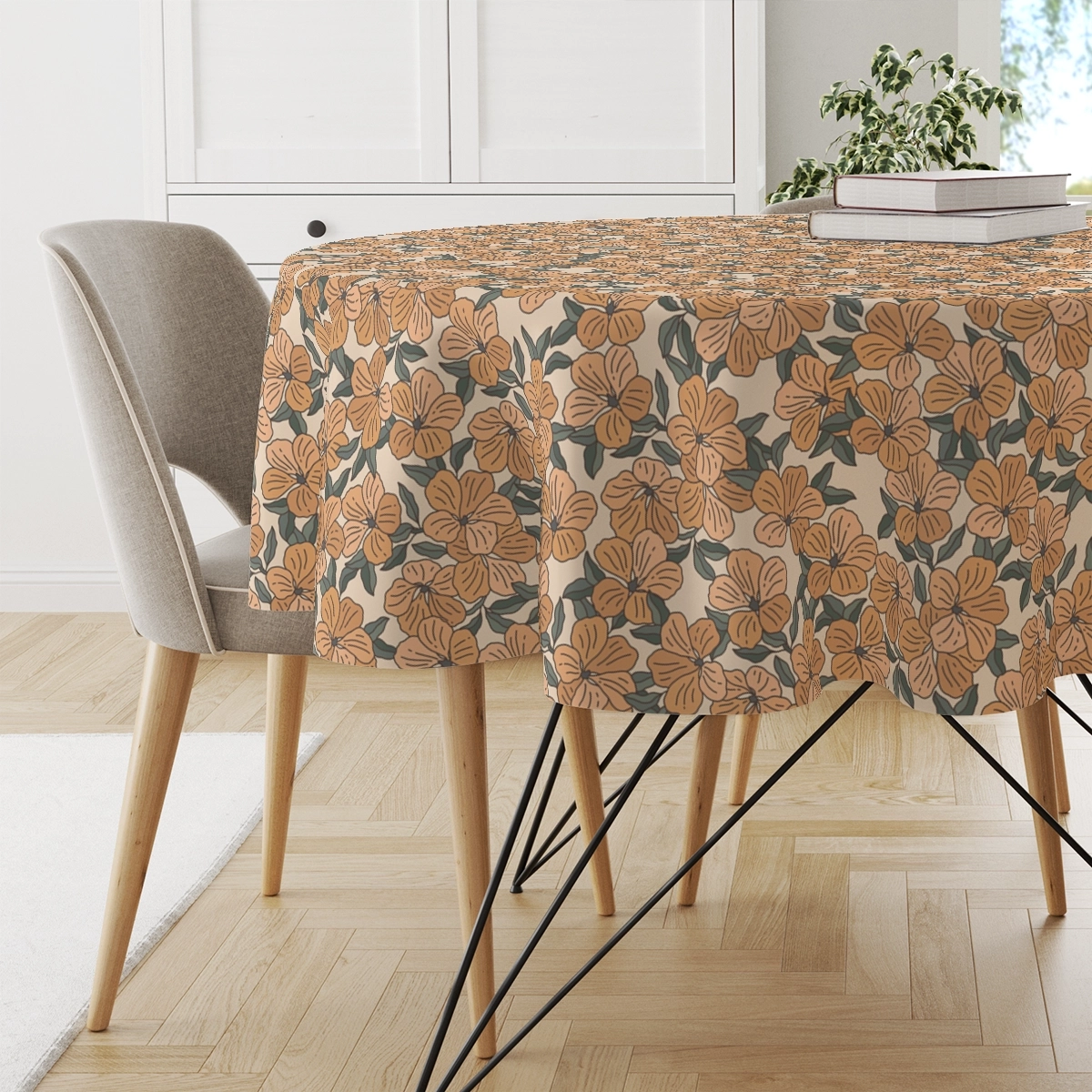 Obrus okrągły FLORAL wzór F39 | tunbergia oskrzydlona