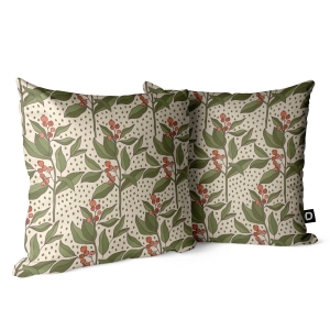 Poduszka dekoracyjna FLORAL wzór F34 | gałązki żurawiny