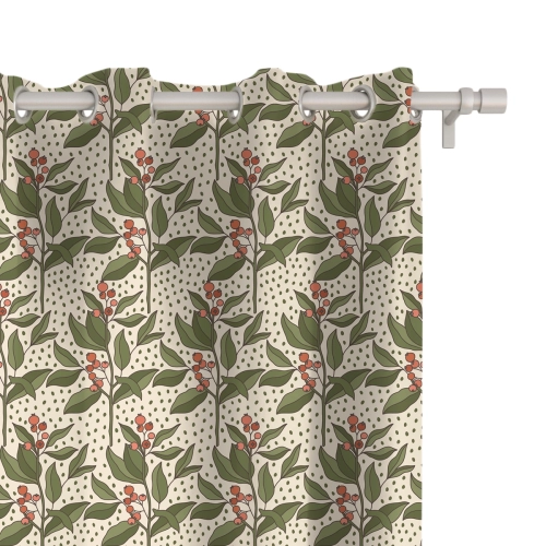 Zasłona FLORAL wzór F34 | gałązki żurawiny