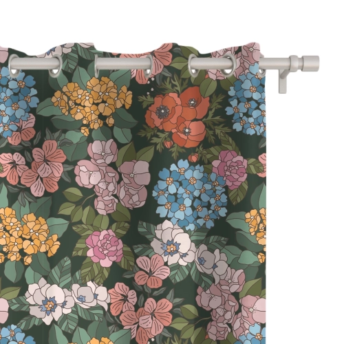 Zasłona FLORAL wzór F40 | letnie kwiaty na ciemnym tle