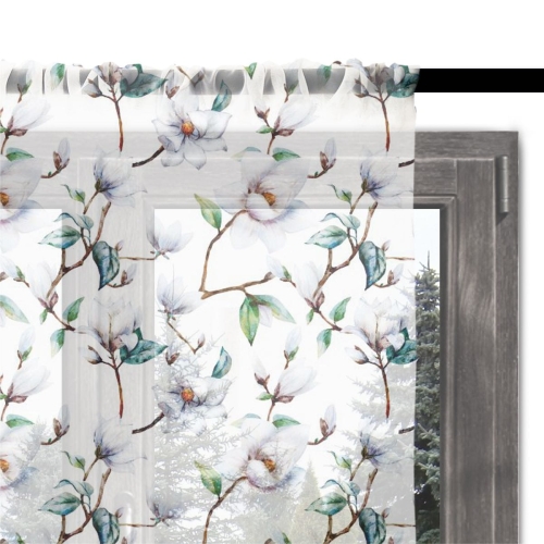 Firana SPRING wzór SP15 | biała magnolia