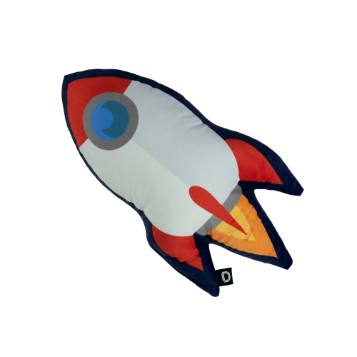 Poduszka SPACE ADVENTURE wzór D133D  | czerwona rakieta