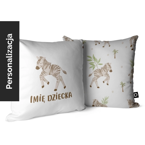 Poduszka dla dzieci WILD SAFARI wzór D212 z imieniem | wesoła zebra
