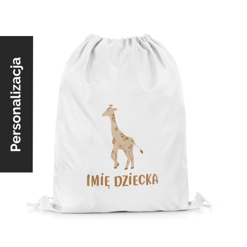 Plecak Worek dla dzieci WILD SAFARI wzór D214 z imieniem  | dostojna żyrafka