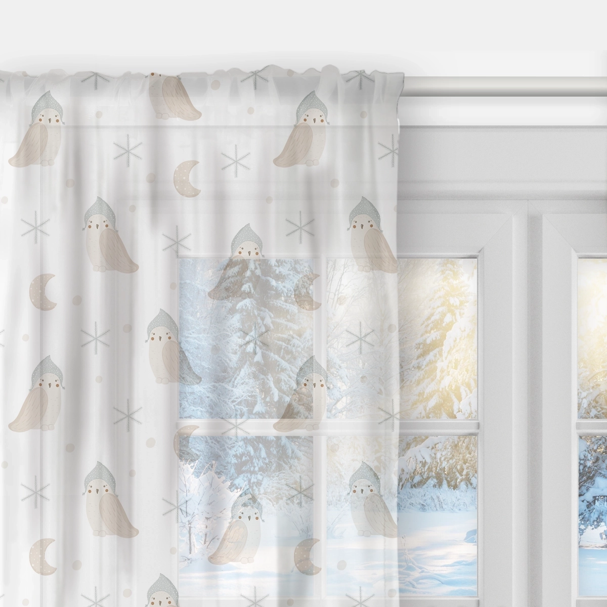 Firana dla dzieci JOYFUL TIME wzór D239 | Sowa