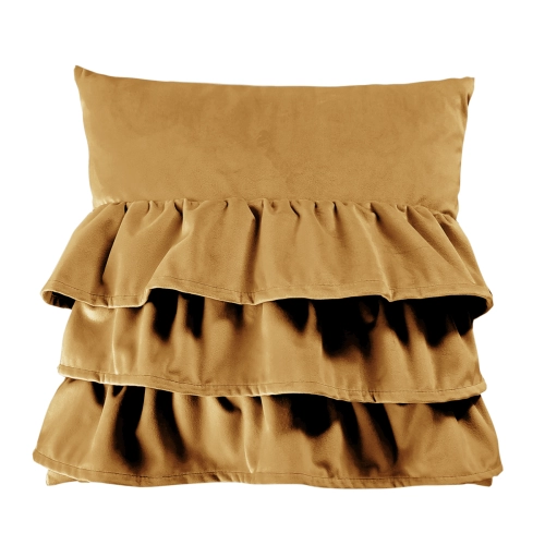 Poduszka z falbanami VELVET VE2215 | musztarda