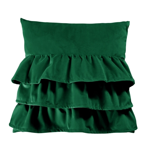 Poduszka z falbanami VELVET VE2225 | butelkowa zieleń
