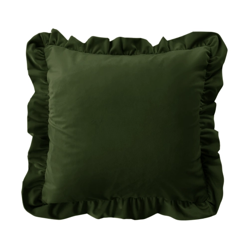 Poduszka z falbaną  VELVET VE2295 | oliwkowy