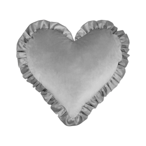 Poduszka z falbaną VELVET VE2218 | szare serce  