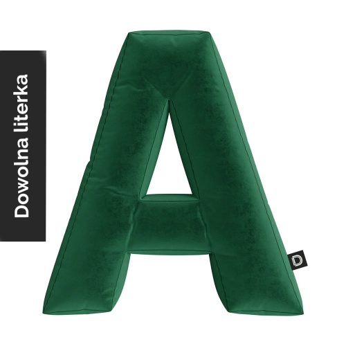 Poduszka LITERKA  VELVET VE2225 | butelkowa zieleń