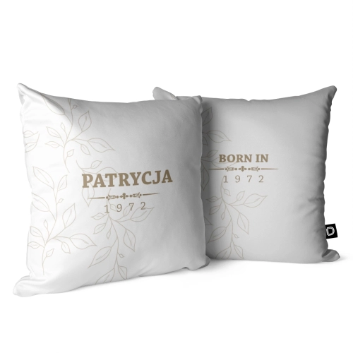 Poduszka urodzinowa personalizowana | subtelne listki