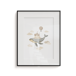 Plakat dla dzieci OCEAN DREAM wzór D124 | wieloryb i zamek