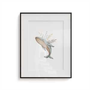 Plakat dla dzieci OCEAN DREAM wzór D126 | szary wieloryb 