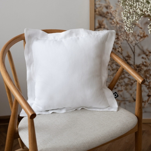 Poduszka lniana z rantem LINEN | white