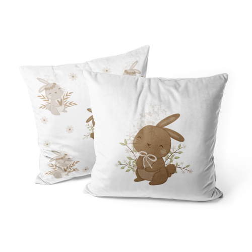 Poduszka dla dzieci BUNNY BLISS wzór D245 | zajączki w kwiatuszkach