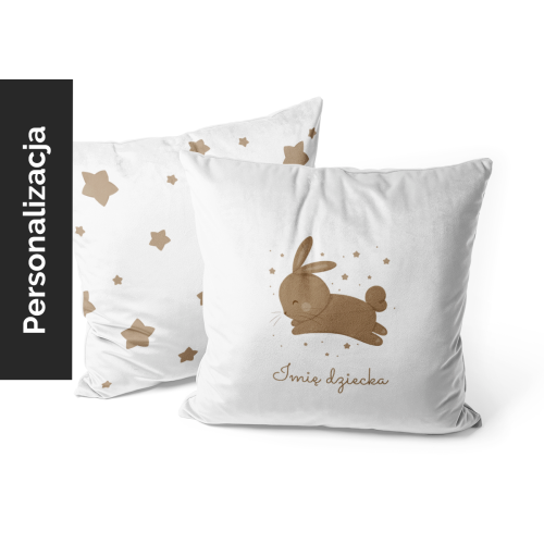 Poduszka dla dzieci BUNNY BLISS wzór D249 z imieniem | gwiezdne zajączki