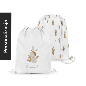 Plecak Worek dla dzieci BUNNY BLISS wzór D246 z imieniem | marchewki