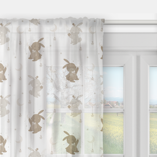 Firana dla dzieci BUNNY BLISS wzór D253 | zajączki w gwiazdkach