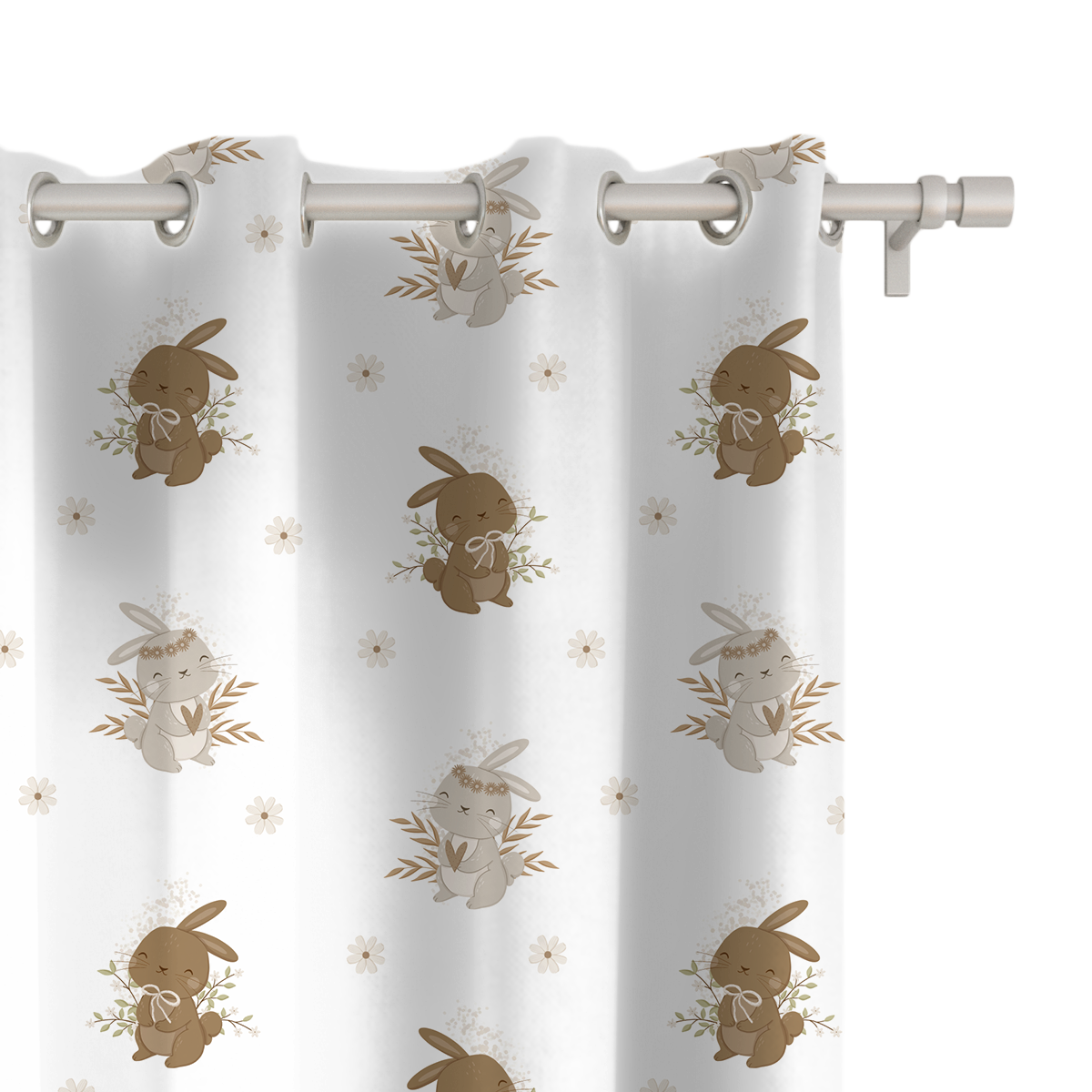 Zasłona dla dzieci BUNNY BLISS wzór D245 | zajączki w kwiatuszkach