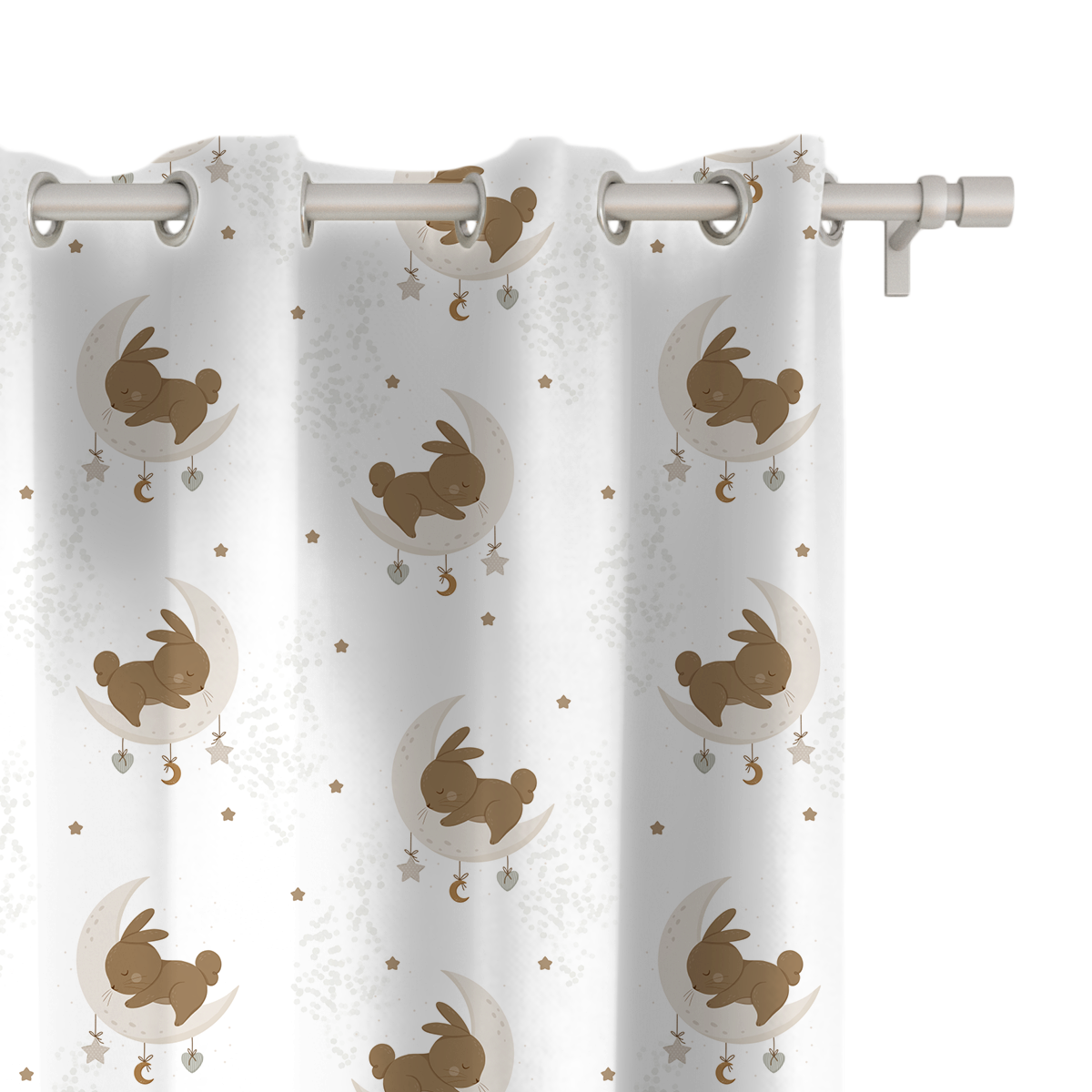 Zasłona dla dzieci BUNNY BLISS wzór D251 | zajączki na księżycu