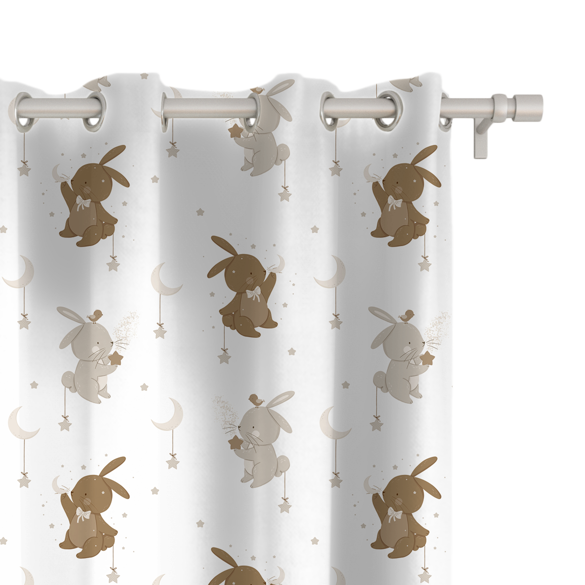 Zasłona dla dzieci BUNNY BLISS wzór D253 | zajączki w gwiazdkach
