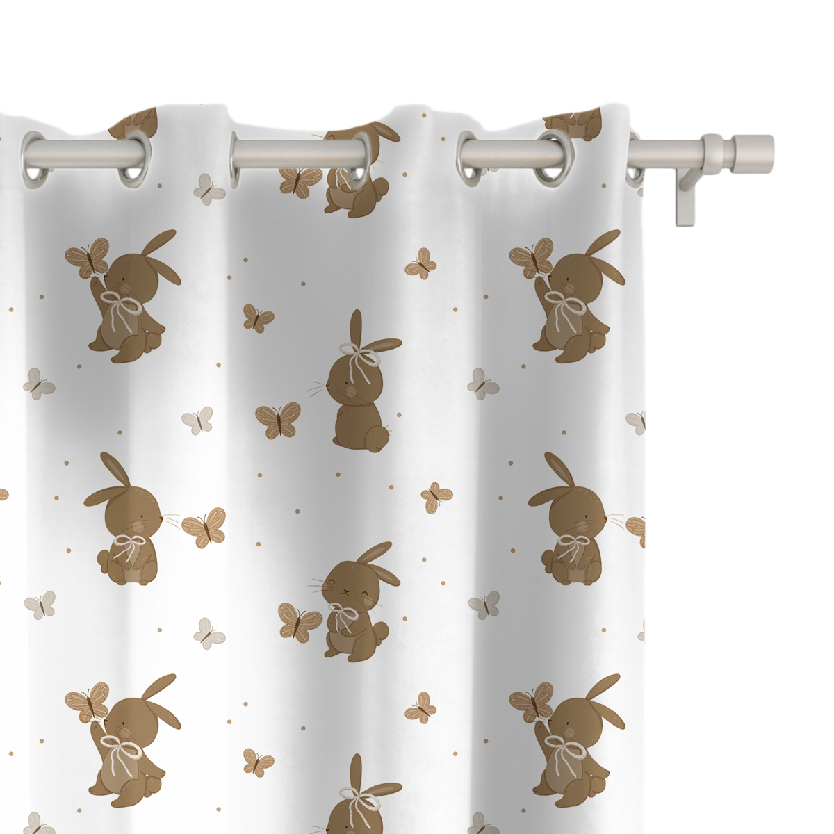 Zasłona dla dzieci BUNNY BLISS wzór D254 | zajączki w motylkach
